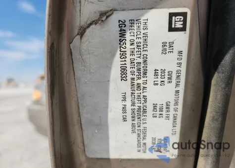 2003 Buick Century Custom from USA, damaged, VIN 2G4WS52J931106832